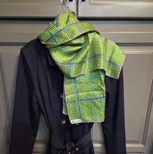 Burmel Green and Blue Pink Patterned Silk Long Scarf